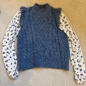 Anthropologie Blue Cable Knit Women's Sweater